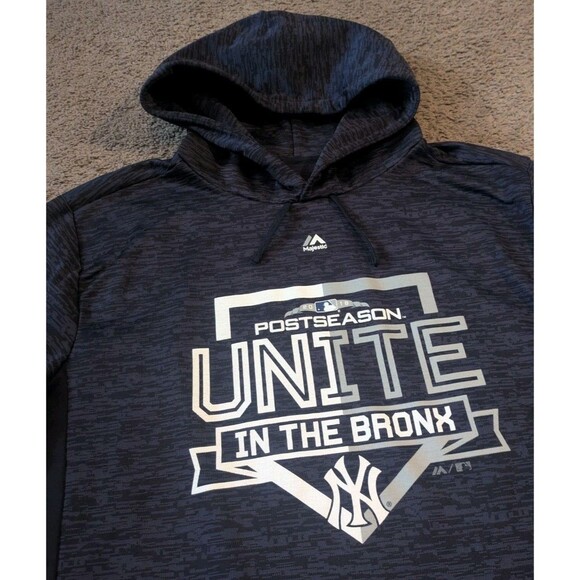 2018 Majestic New York Yankees Postseason Pullover Hoodie Sweatshirt Men's Large - Picture 2 of 7